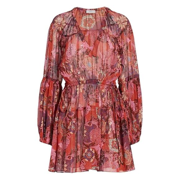 ALC floral long Sleeve silk mini dress size 4 retails $550 - Picture 10 of 10
